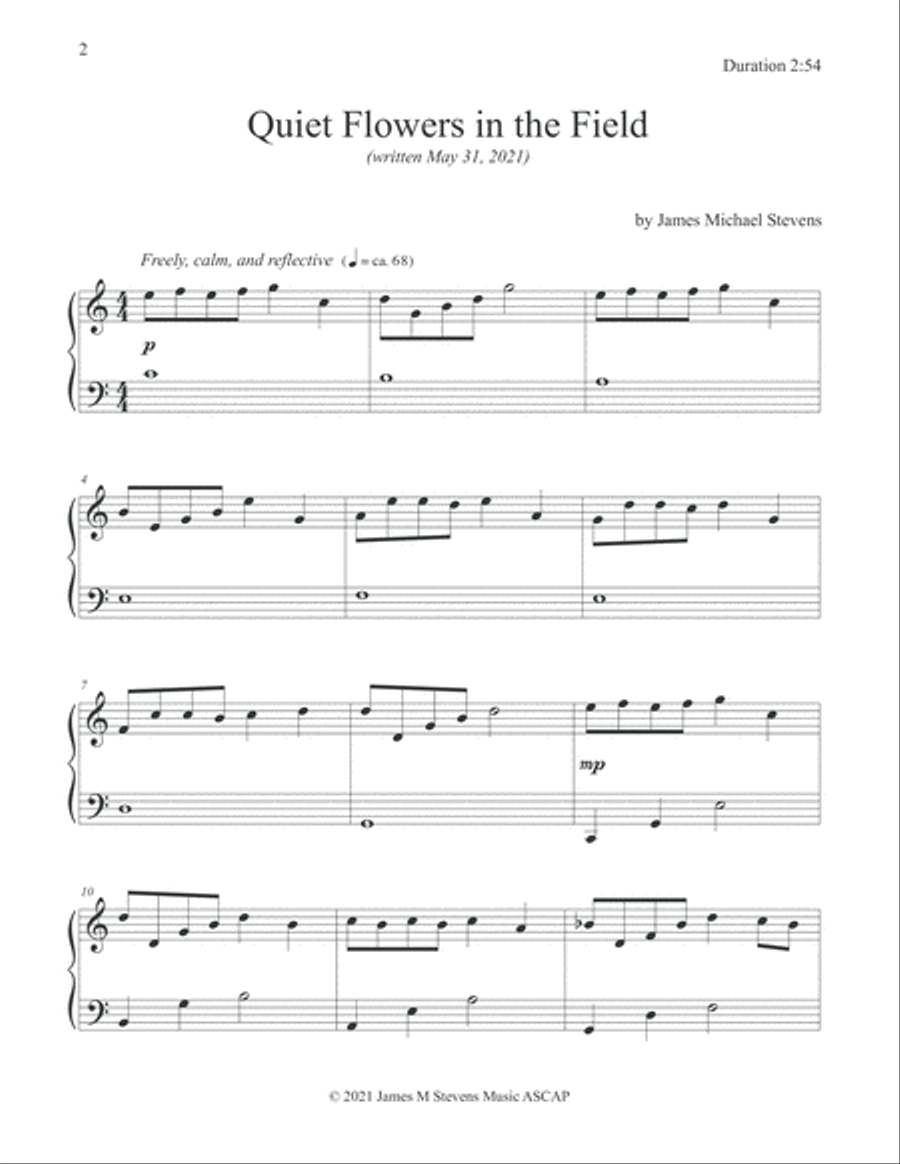 Quiet Flowers in the Field Piano Solo scores gallery preview page 2