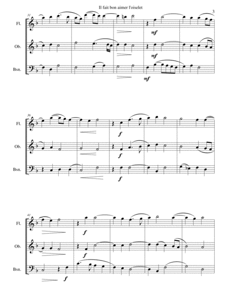 Il fait bon aimer l'oiselet for wind trio (flute, oboe, bassoon) image number null