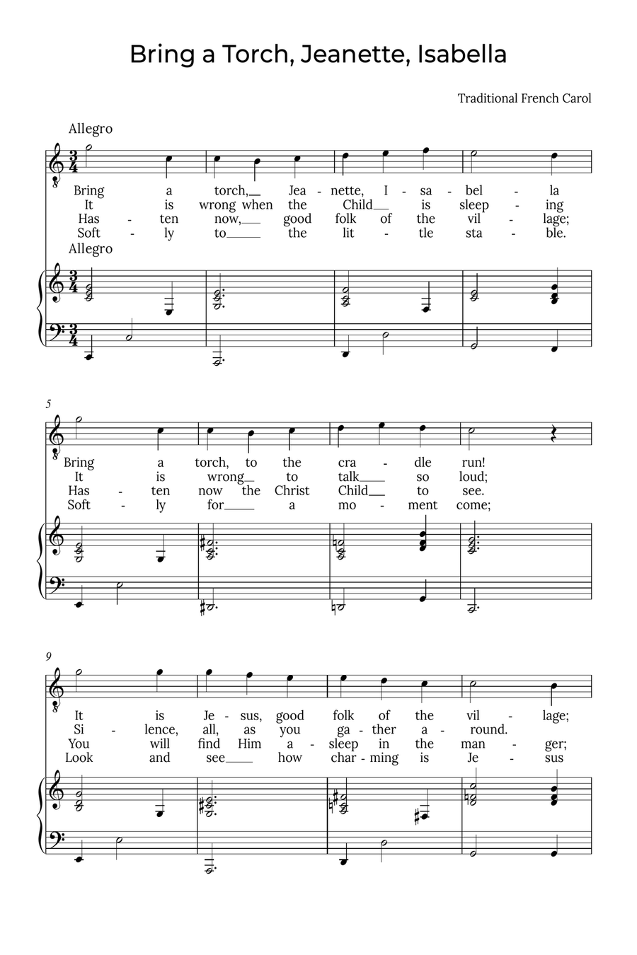 Bring a Torch, Isabella - Tenor in C, Jeanette Tenor Voice scores gallery preview page 1