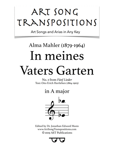 MAHLER: In meines Vaters Garten (transposed to A major)