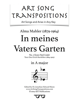 MAHLER: In meines Vaters Garten (transposed to A major)