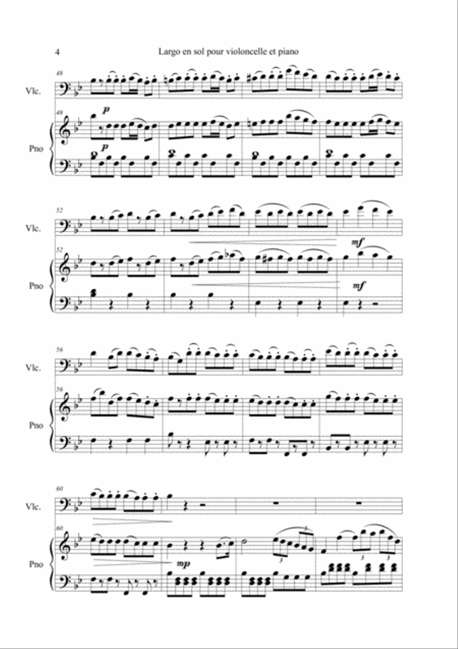 Donizetti, Gaetano (1797-1848)-Largo en sol pour violoncelle et piano Small Ensemble scores gallery preview page 4