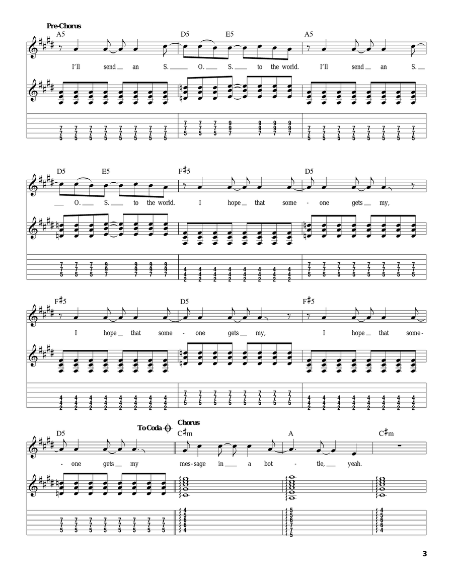 Message In A Bottle Acoustic Guitar scores gallery preview page 3