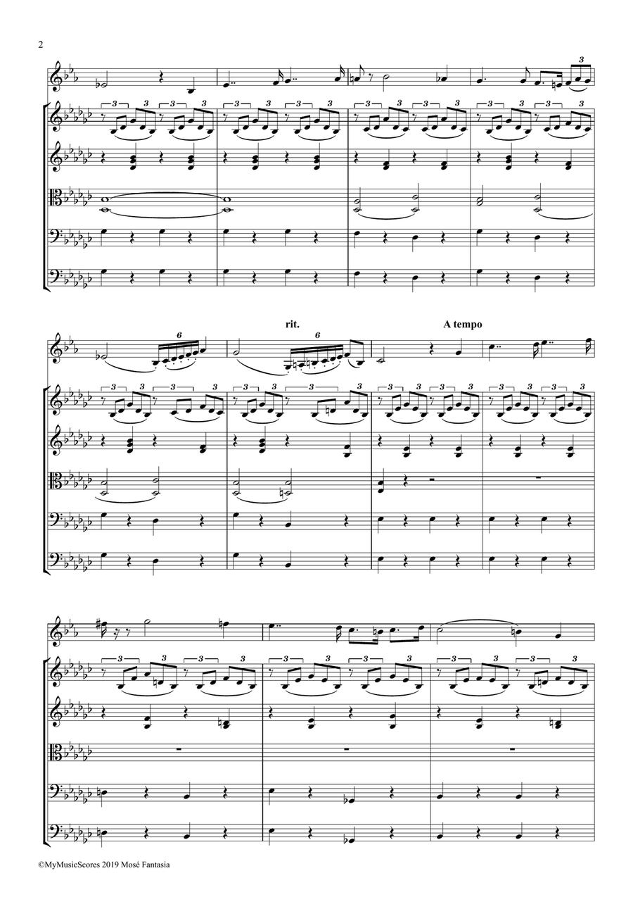 Paganini Moses Fantasy for Violin and String Orchestra String Orchestra scores gallery preview page 3