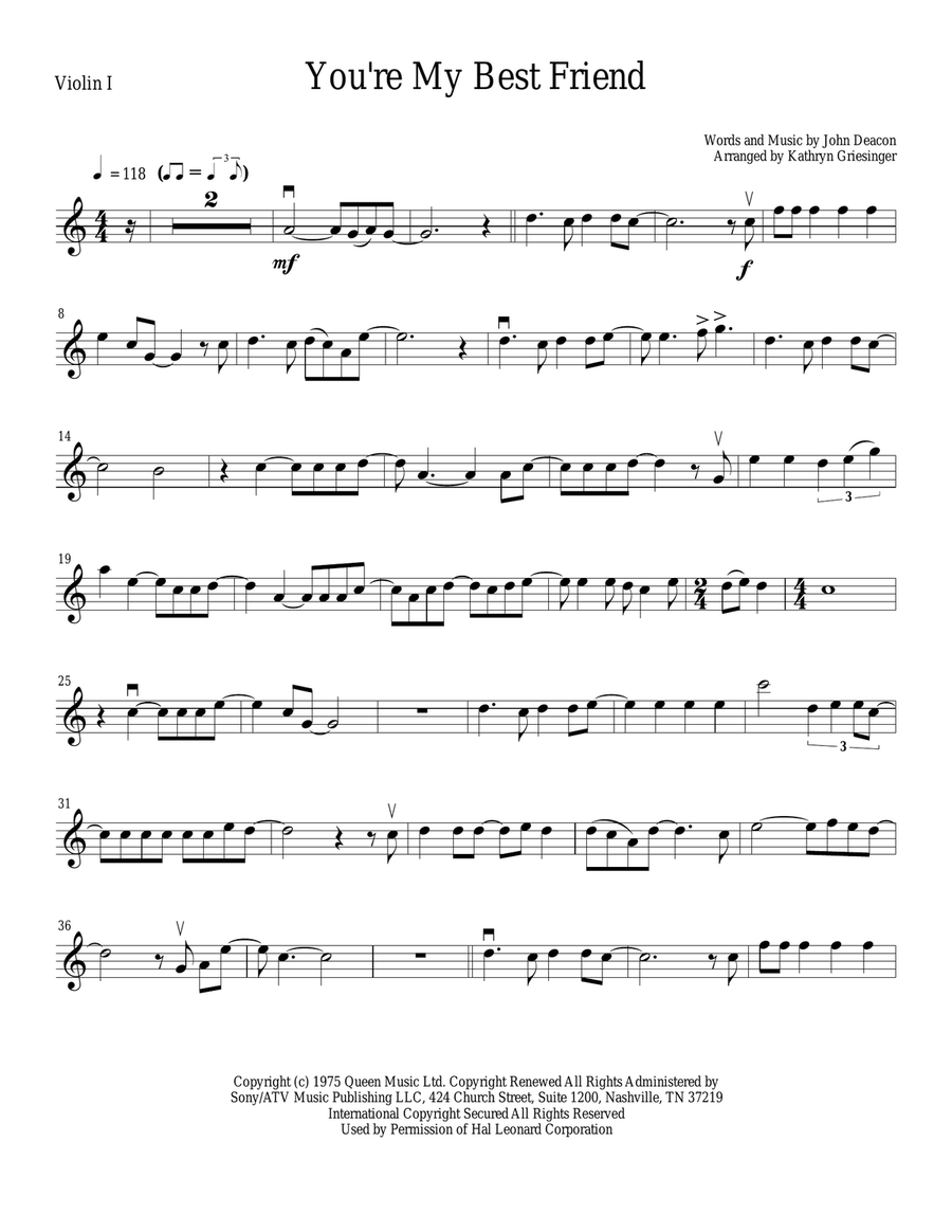You're My Best Friend String Quartet scores gallery preview page 1