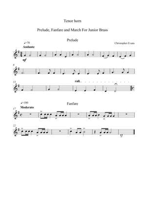 Prelude, Fanfare and March for Junior Brass Ensemble - Tenor Horn Part (Eb)