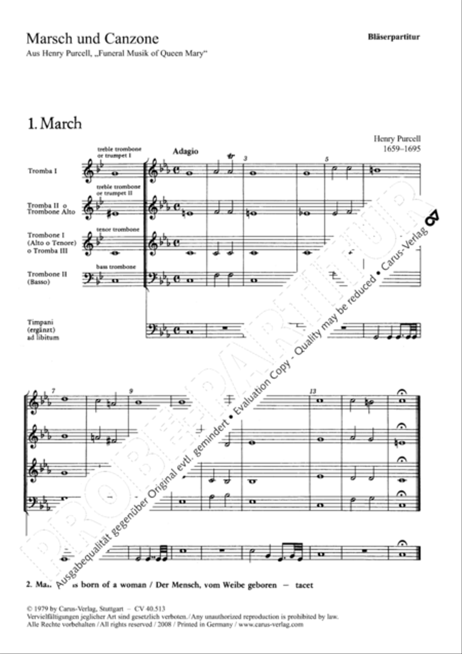Funeral music of Queen Mary 4-Part scores gallery preview page 2