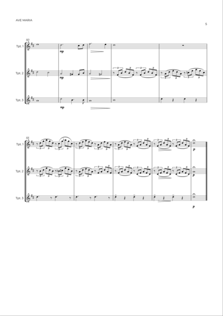 AVE MARIA - SCHUBERT - TRUMPET TRIO AVE MARIA - SCHUBERT - TRUMPET TRIO Trumpet Trio scores gallery preview page 5