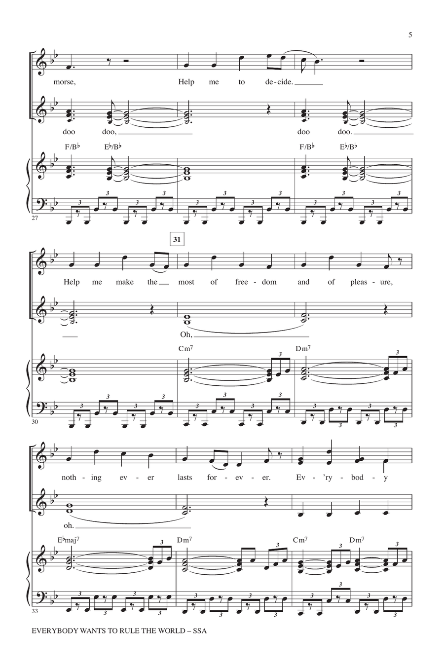 Everybody Wants To Rule The World SSA scores gallery preview page 4