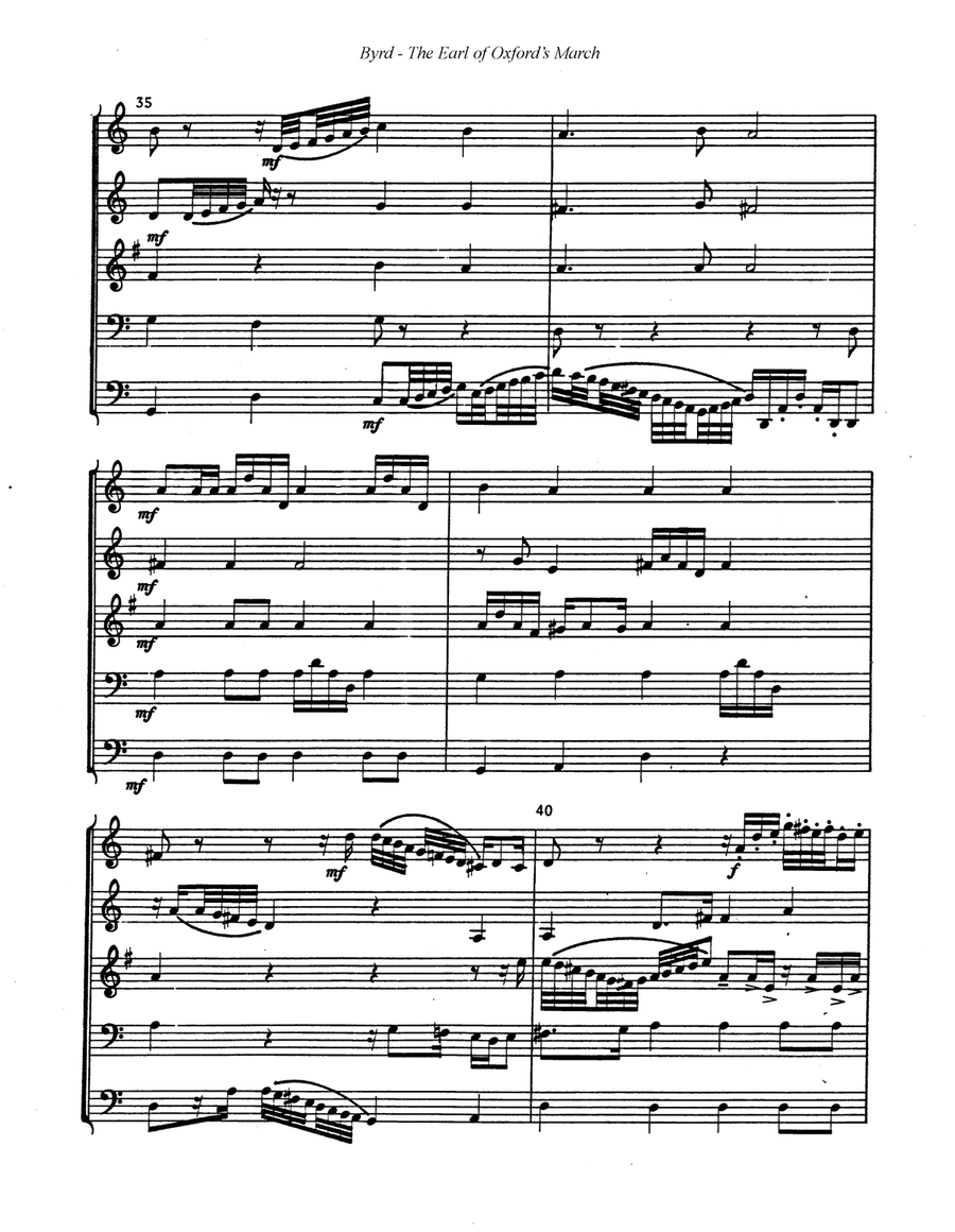 Earl of Oxford's March for Brass Quintet Brass Quintet scores gallery preview page 5