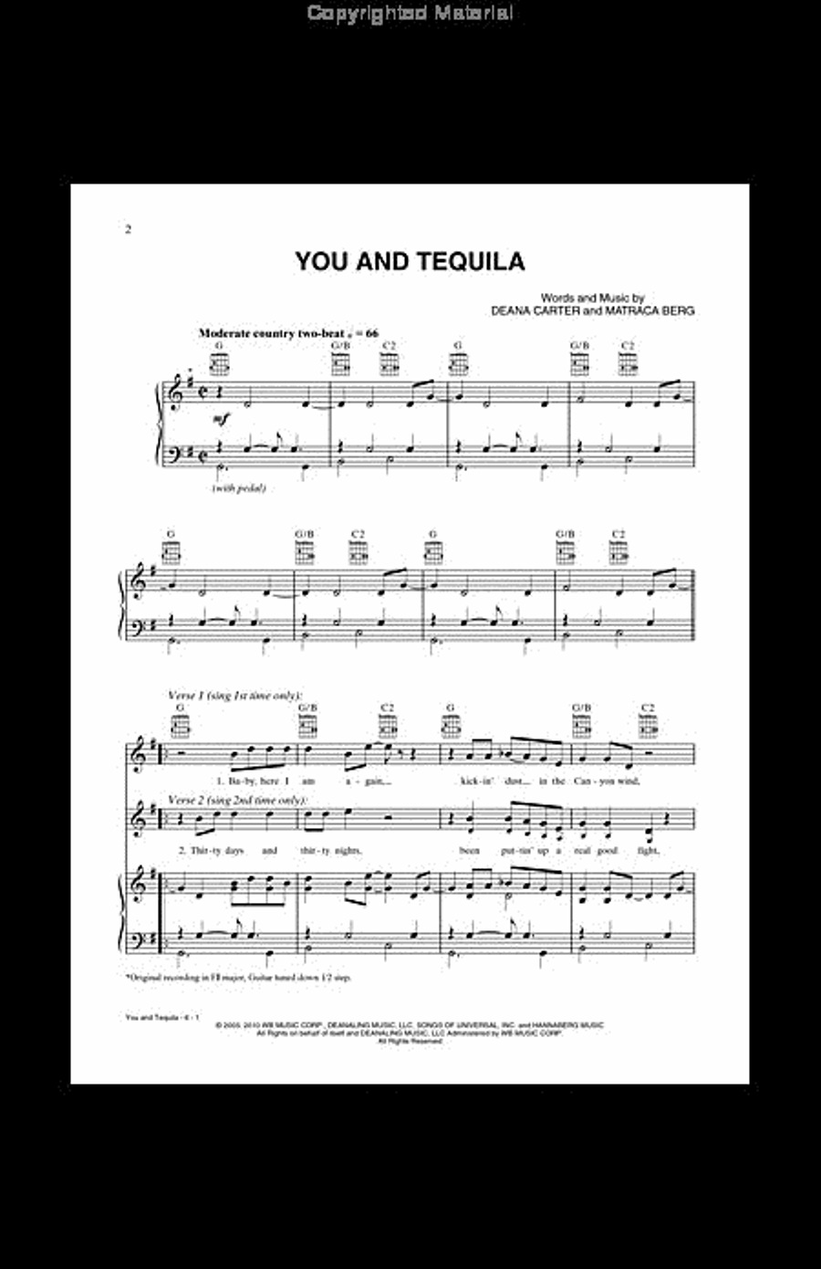 You and Tequila Piano, Vocal, Guitar scores gallery preview page 2