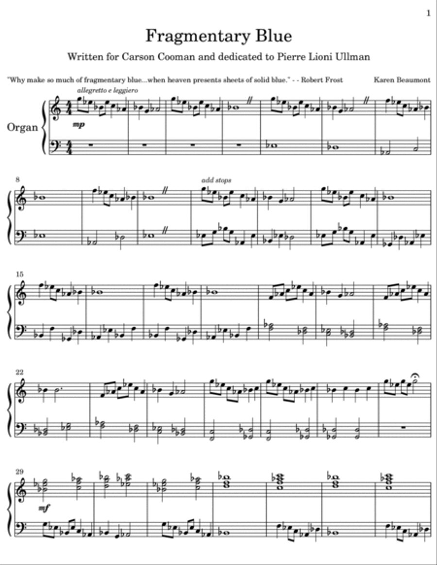 Fragmentary Blue Organ Solo scores gallery preview page 2