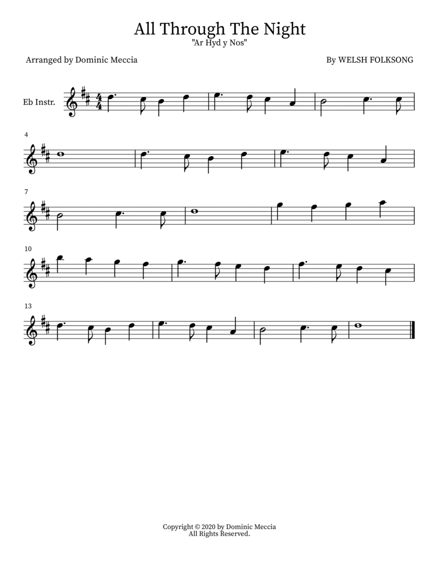 All Through The Night All Through The Night Alto Saxophone scores gallery preview page 1