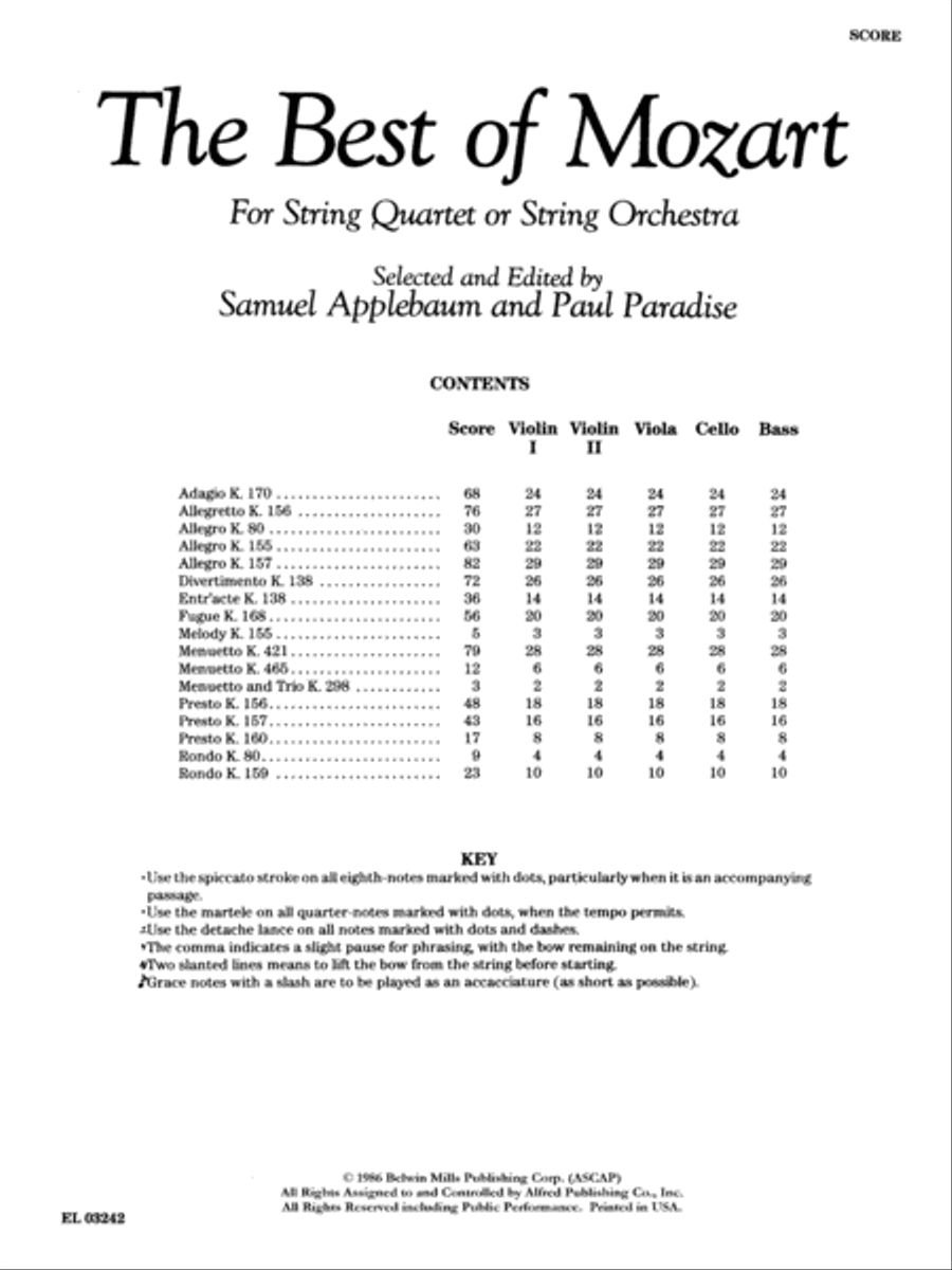 The Best of Mozart (For String Quartet or String Orchestra) String Quartet scores gallery preview page 2