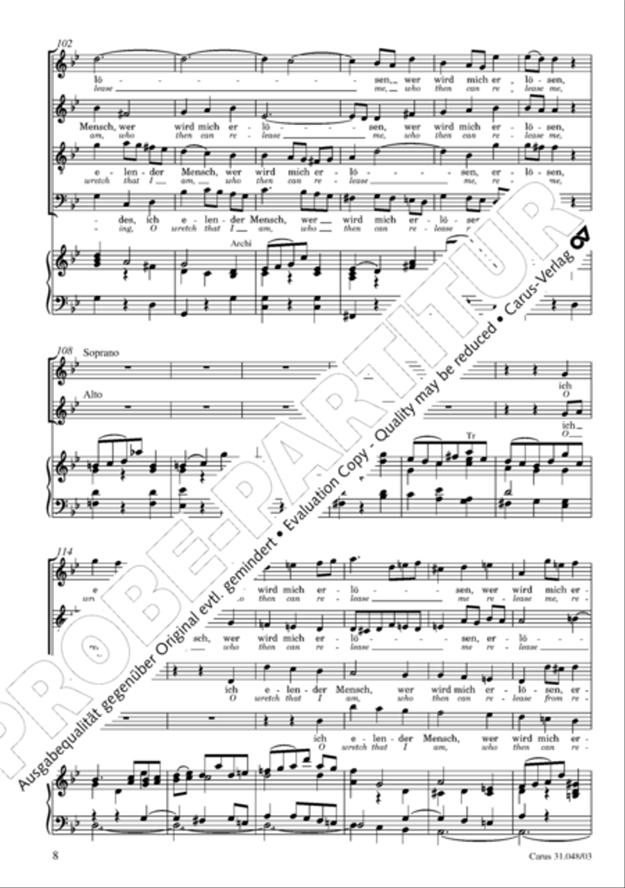 O wretch that I am, who then can release me (Ich elender Mensch, wer wird mich erlosen) 4-Part scores gallery preview page 9