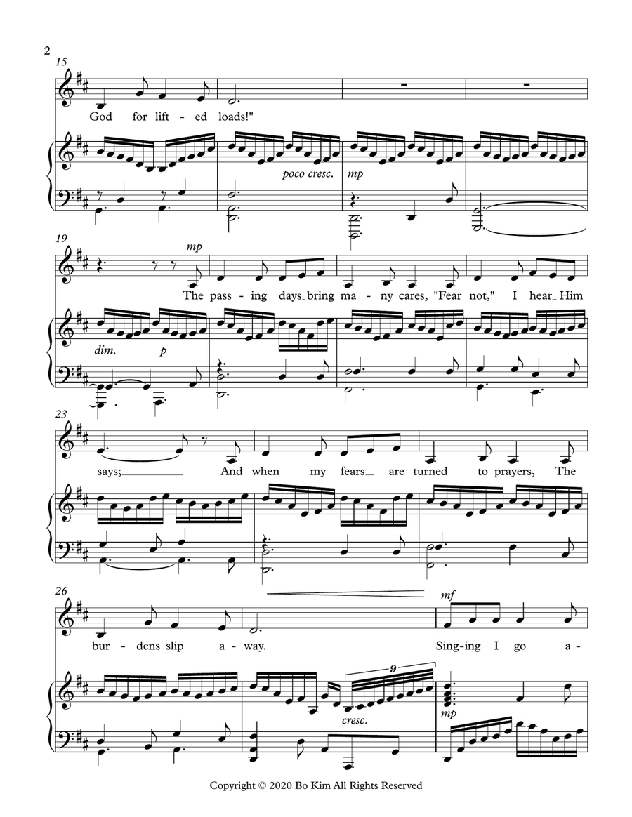 Singing I Go Along Life's Road (The Trusting Heart) Piano, Vocal scores gallery preview page 2