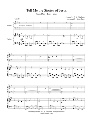 Tell Me the Stories of Jesus (late elementary student/teacher piano duet)