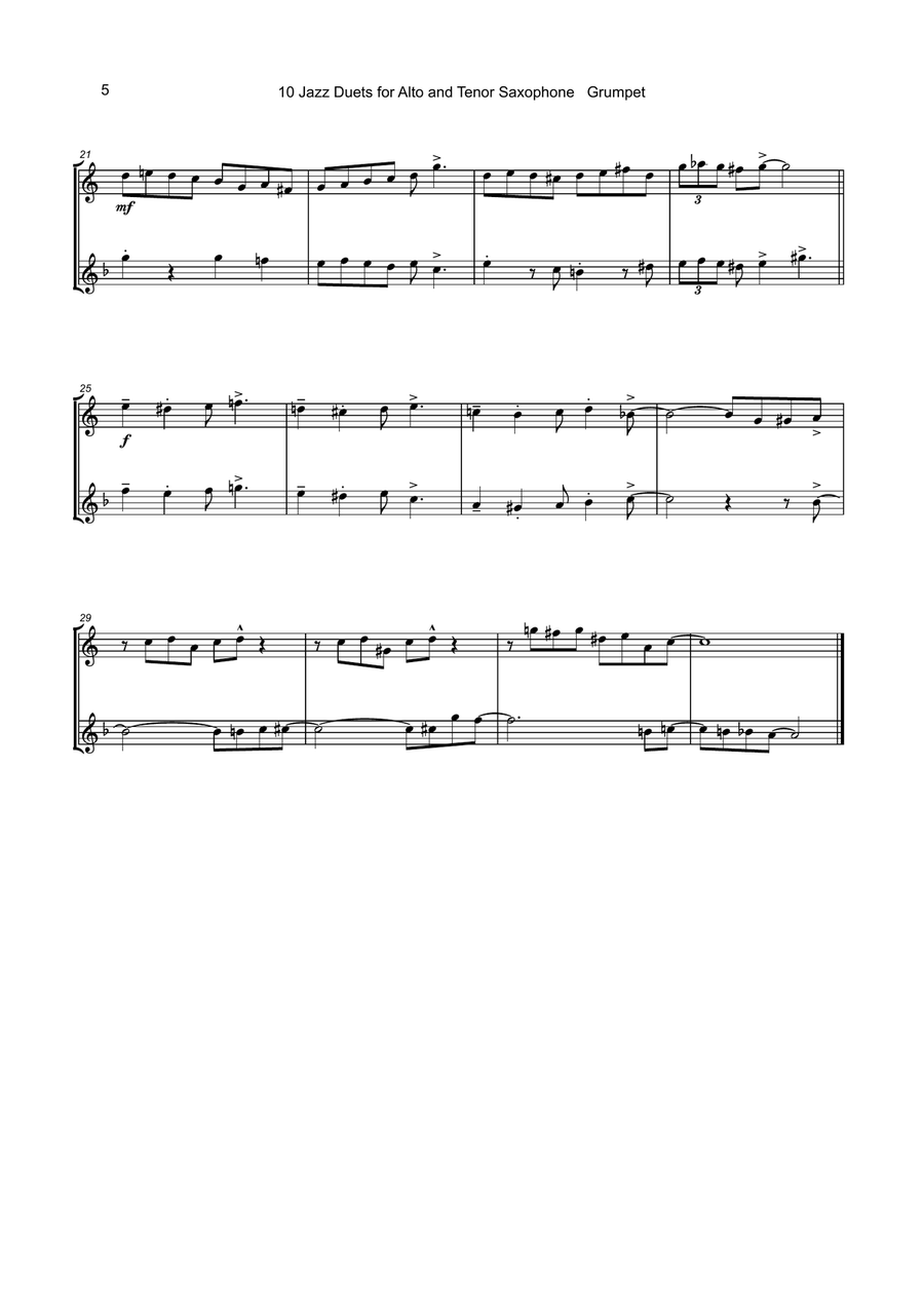 10 Jazz Duets for Alto and Tenor Saxophone Woodwind Duet scores gallery preview page 6