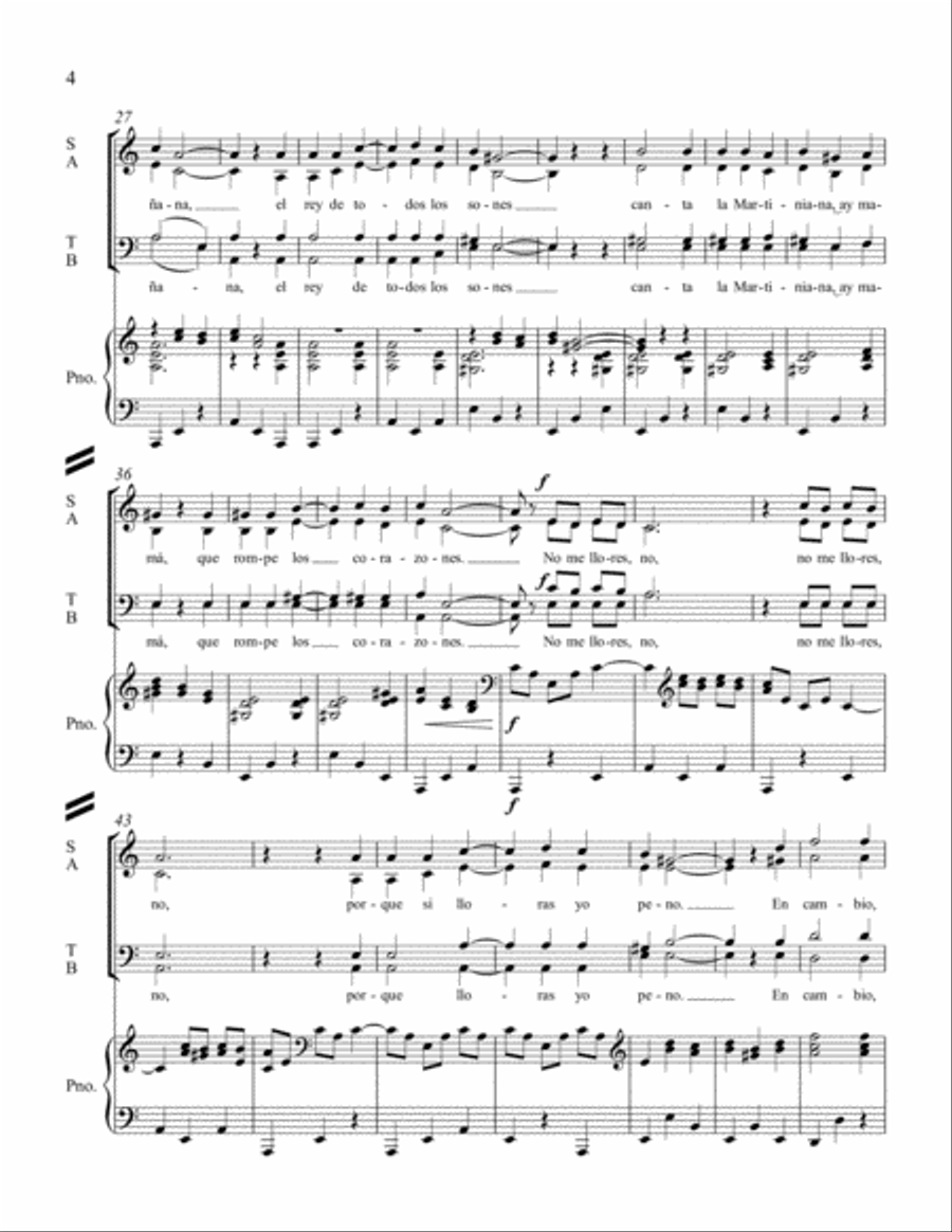 Three Mexican Folk Songs 4-Part scores gallery preview page 4