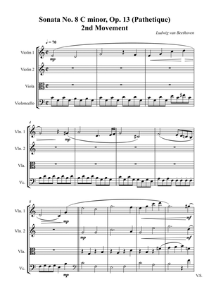 Book cover for String Quartet - Sonata No. 8 C minor, Op. 13 (Pathetique) 2nd Movement