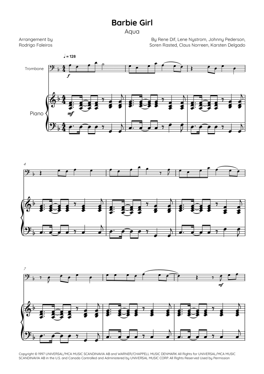 Barbie Girl Piano scores gallery preview page 1