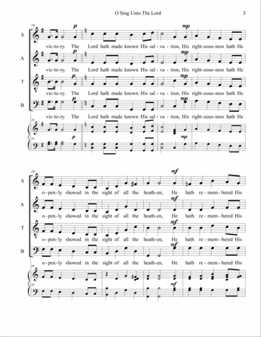 O Sing Unto The Lord 4-Part scores gallery preview page 3