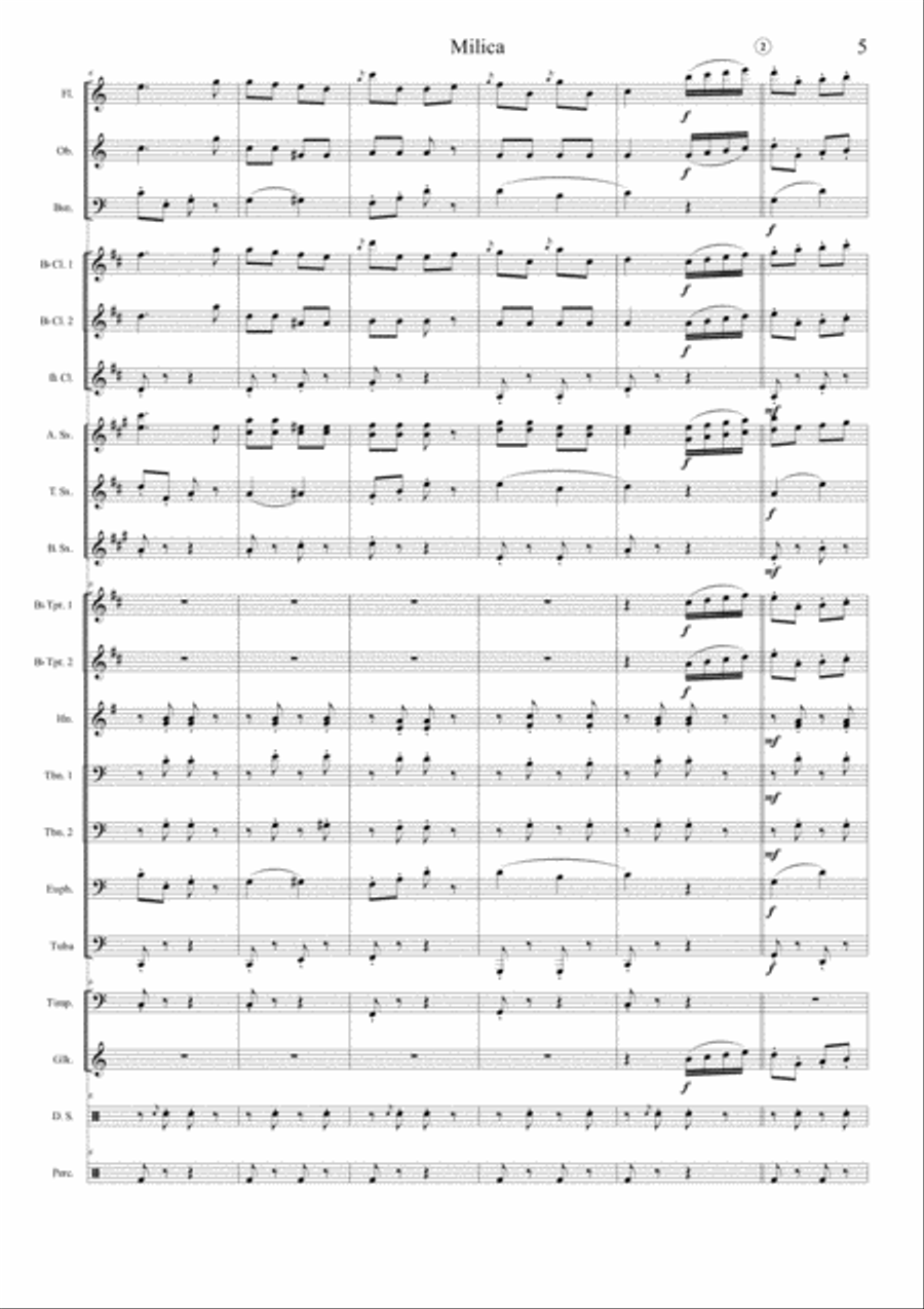 Viktor Parma - Milica, Polka Francaise ( Score and Parts ) Concert Band scores gallery preview page 5