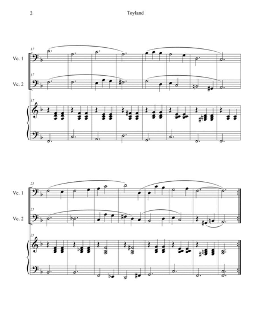 Toyland (Cello Duet with Piano Accompaniment) String Duet scores gallery preview page 2