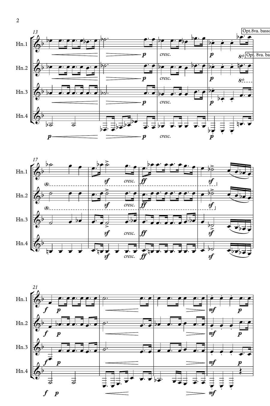 Beethoven: Piano Sonata No.12 in Ab Op.26 Mvt.III Funeral March for a dead hero - horn quartet Brass Quartet scores gallery preview page 2