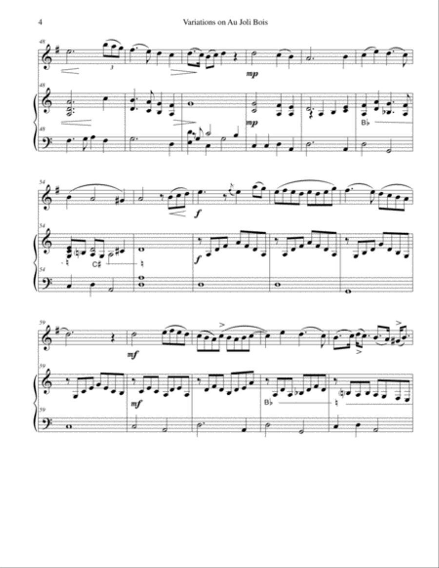 Variations on au Joli Bois for cor anglais and harp English Horn scores gallery preview page 4