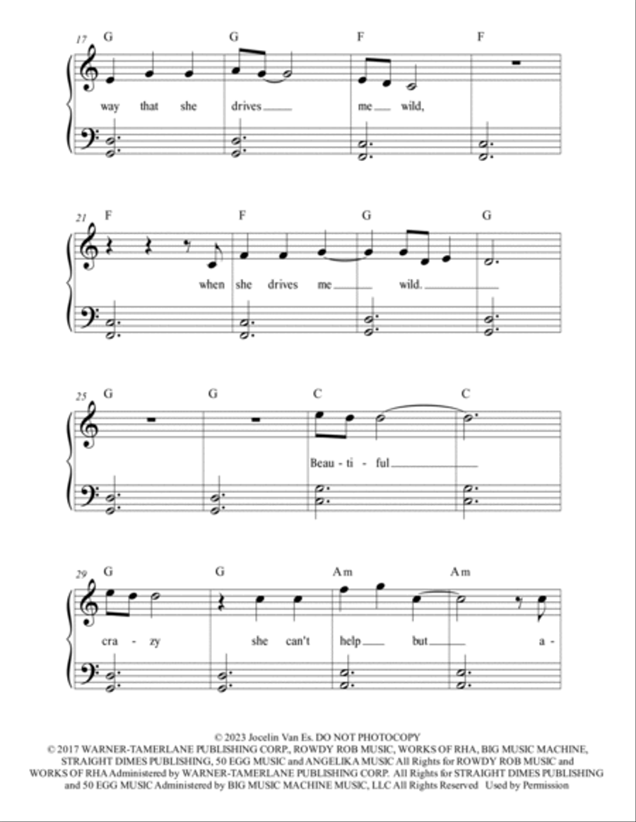 Beautiful Crazy Piano, Vocal, Guitar scores gallery preview page 2