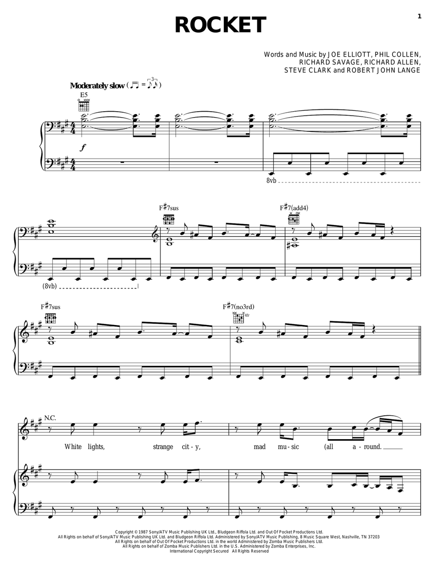 Rocket Piano, Vocal, Guitar scores gallery preview page 1