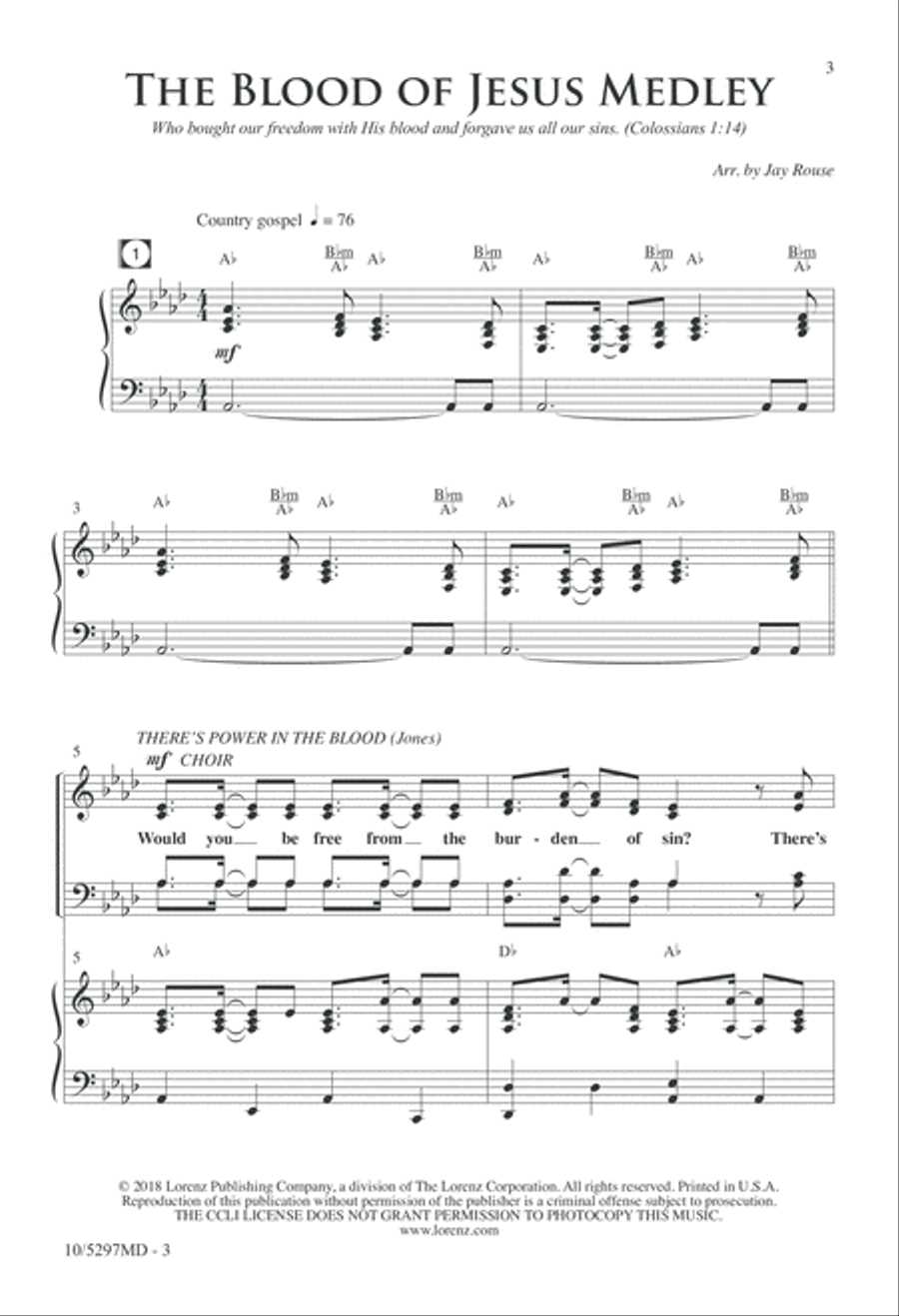 The Blood of Jesus Medley 4-Part scores gallery preview page 3