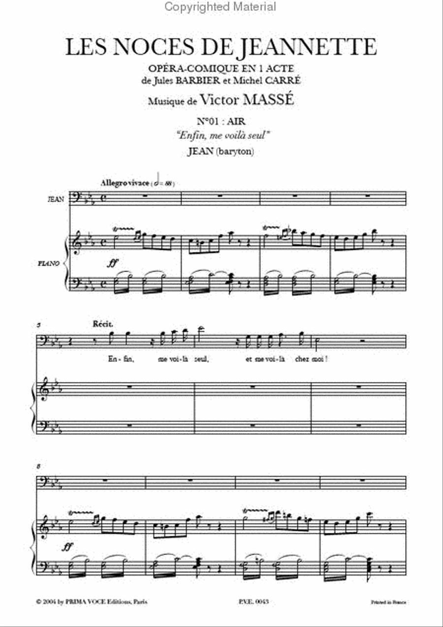 Enfin, me voila seul from Les Noces de Jeannette Baritone Voice scores gallery preview page 2