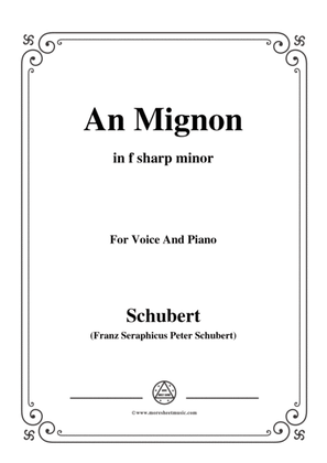 Book cover for Schubert-An Mignon(To Mignon),Op.19 No.2,in f sharp minor,for Voice&Piano