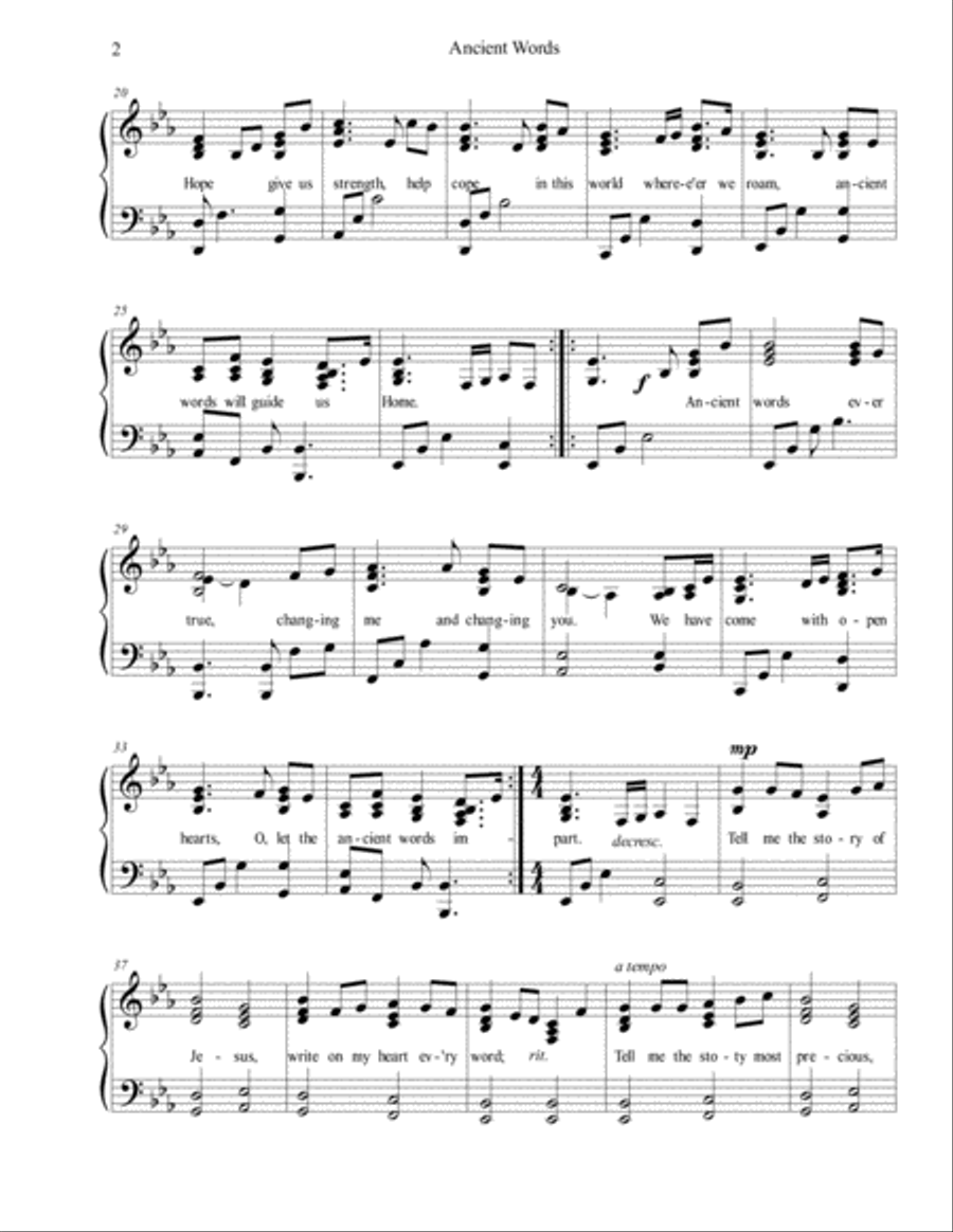 Ancient Words Piano Solo scores gallery preview page 2