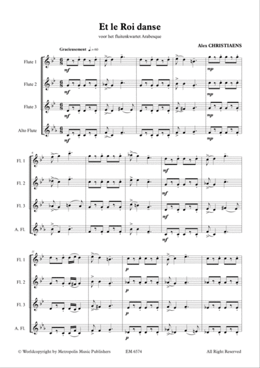 Et le Roi danse for Flute Quartet Flute Quartet scores gallery preview page 2