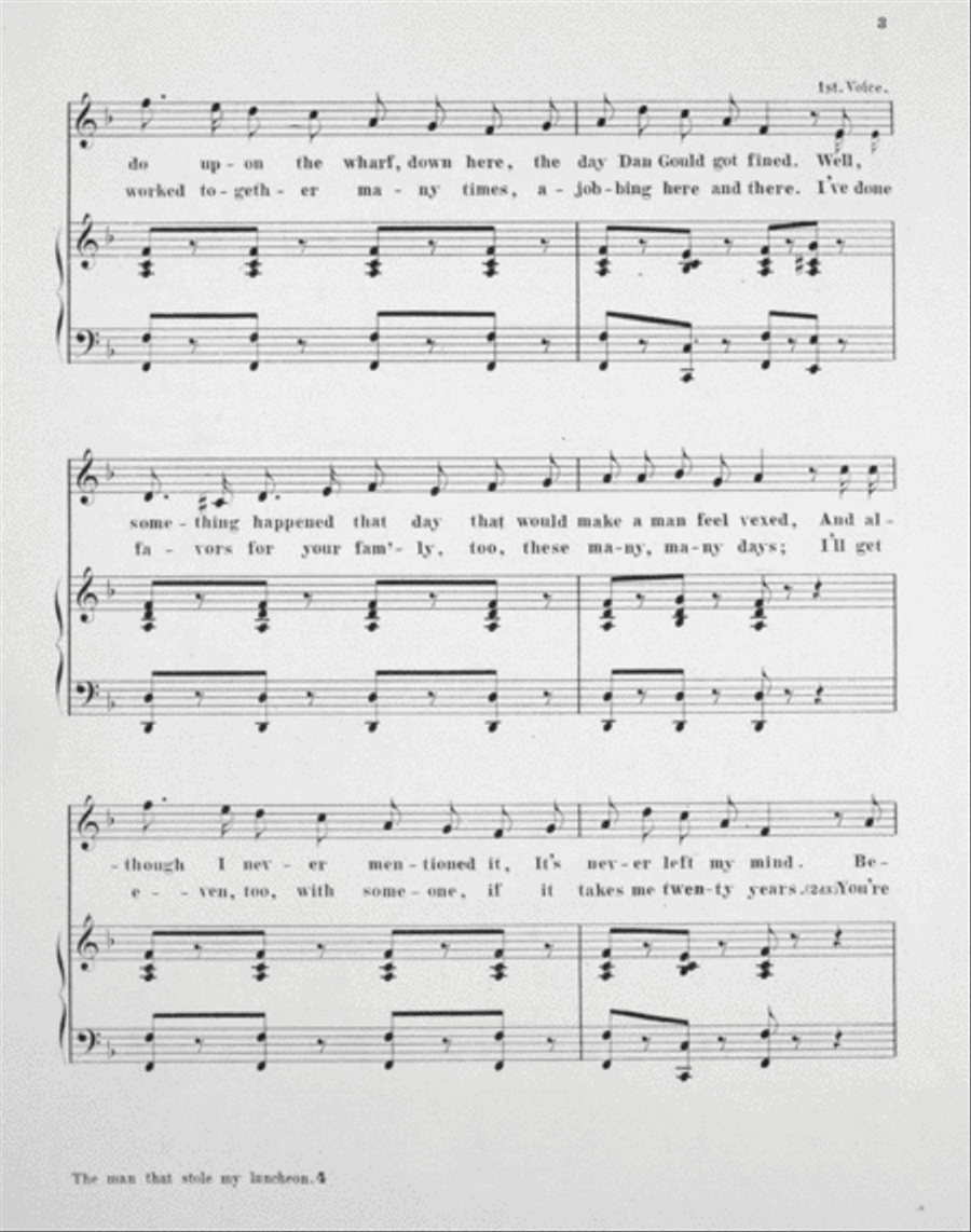 The Man That Stole My Luncheon. Song Voice scores gallery preview page 3