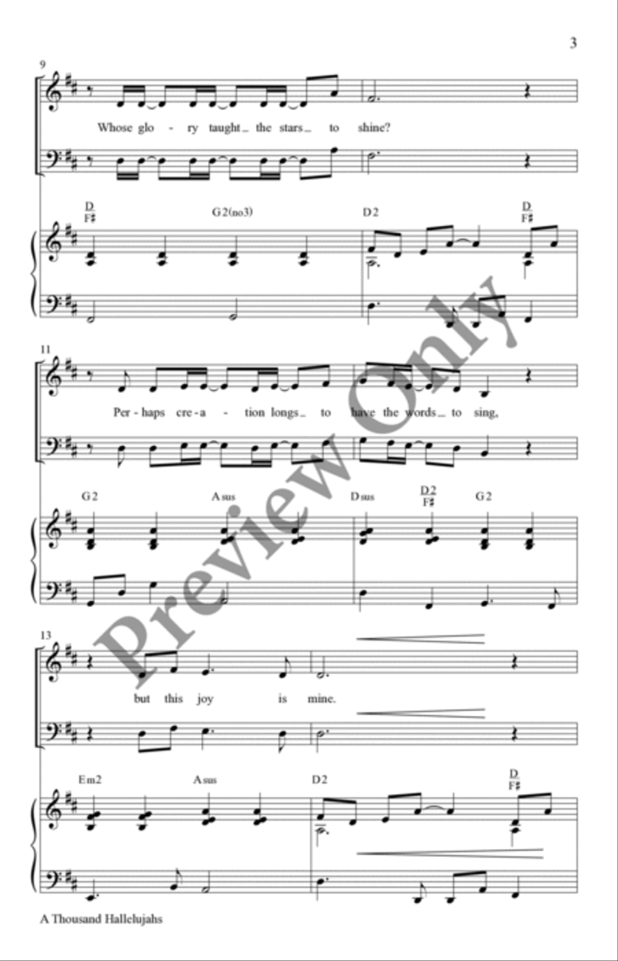 A Thousand Hallelujahs 4-Part scores gallery preview page 3