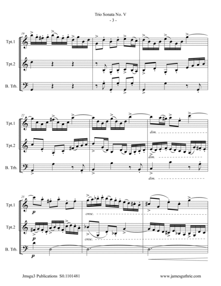 BACH: Trio Sonata No. 5 BWV 529 for Brass Trio image number null