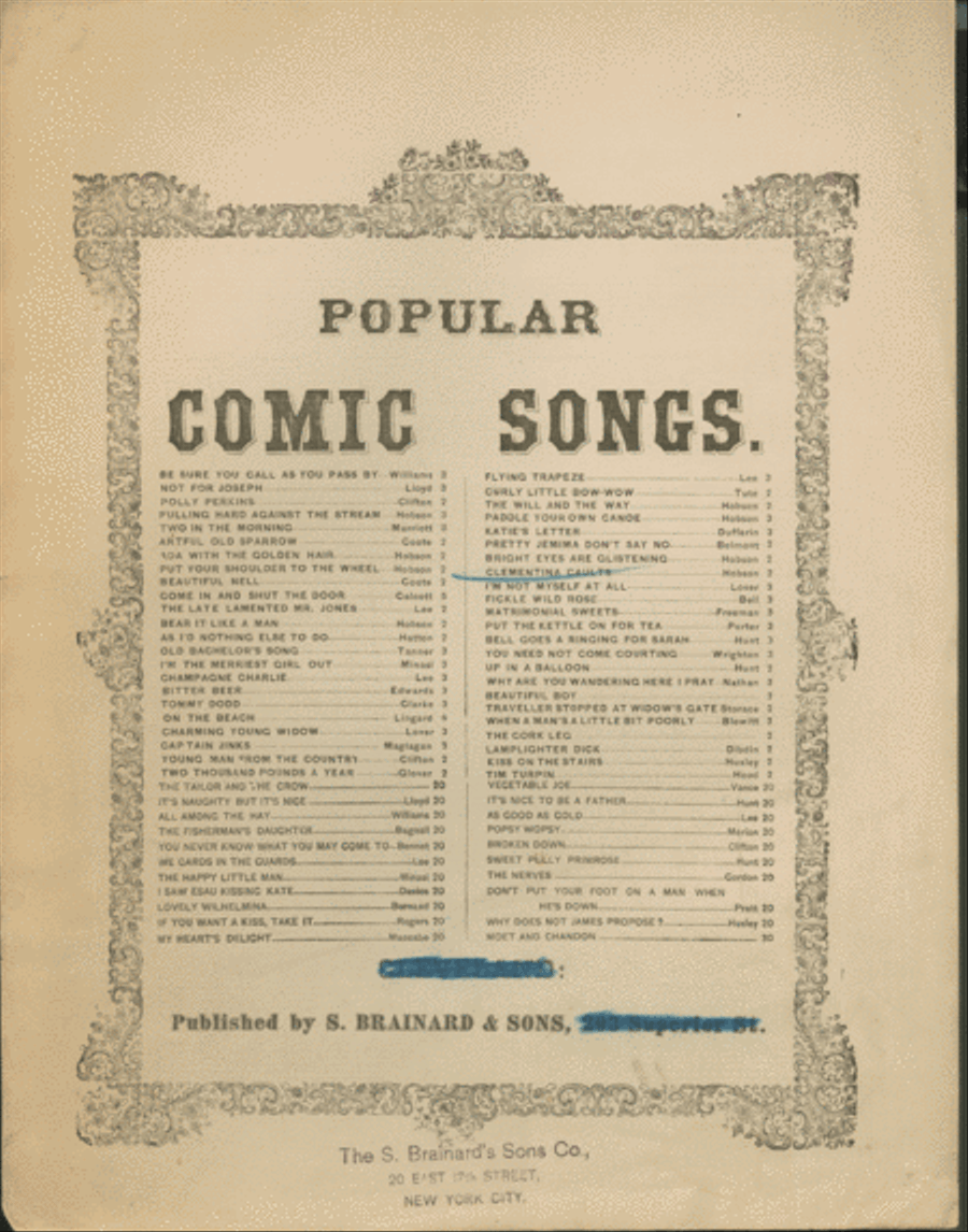 Popular Comic Songs. Clementina Caults Voice scores gallery preview page 1