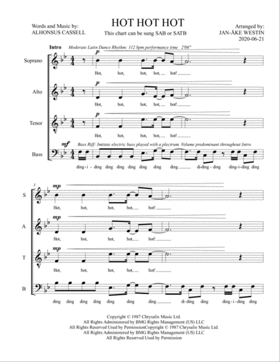 Hot Hot Hot Hot Hot Hot 4-Part scores gallery preview page 1