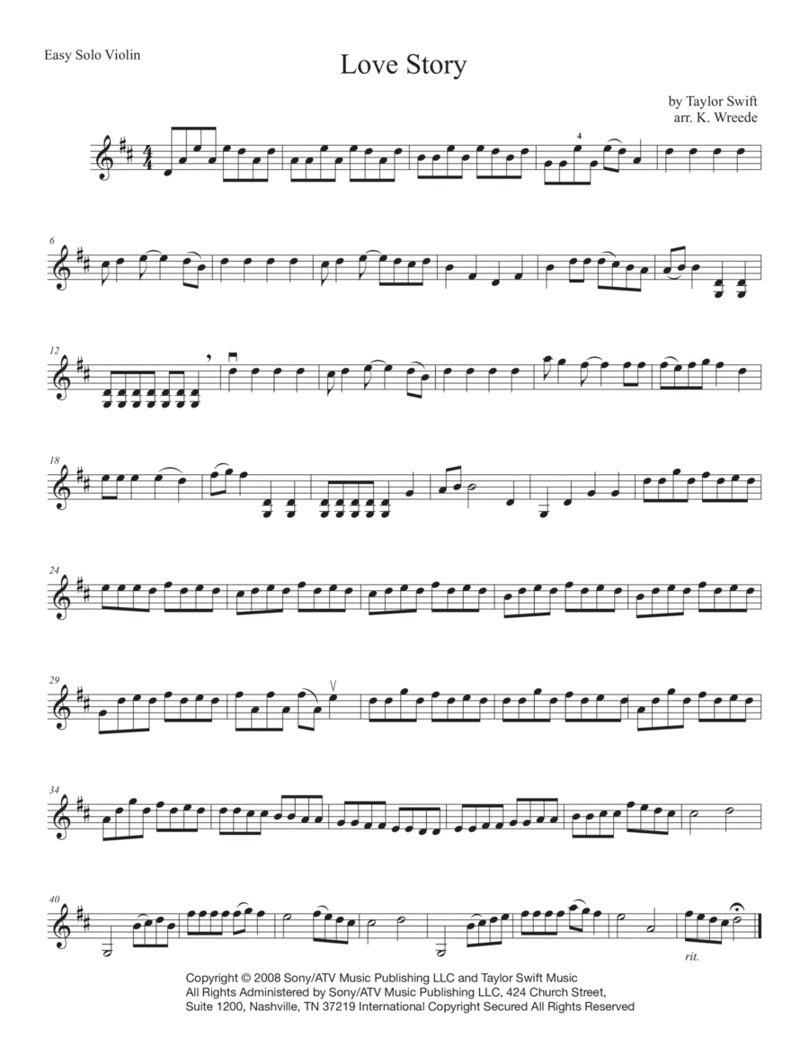 Love Story Violin Solo scores gallery preview page 1