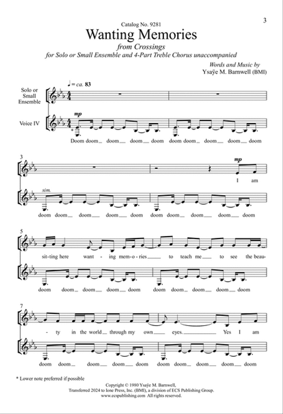 Wanting Memories 4-Part scores gallery preview page 3