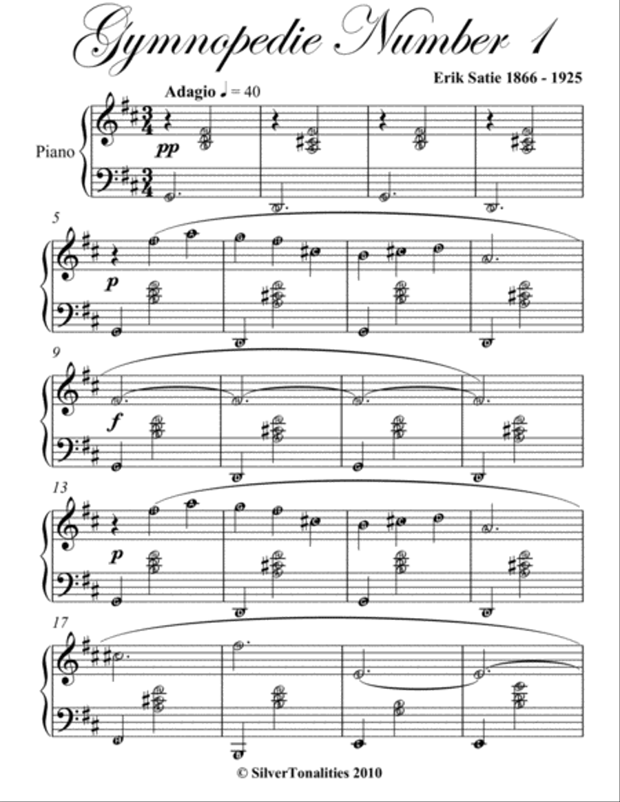 Gymnopedies for Easy Intermediate Piano Easy Piano scores gallery preview page 3