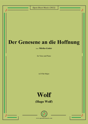 Book cover for Wolf-Der Genesene an die Hoffnung,in D flat Major