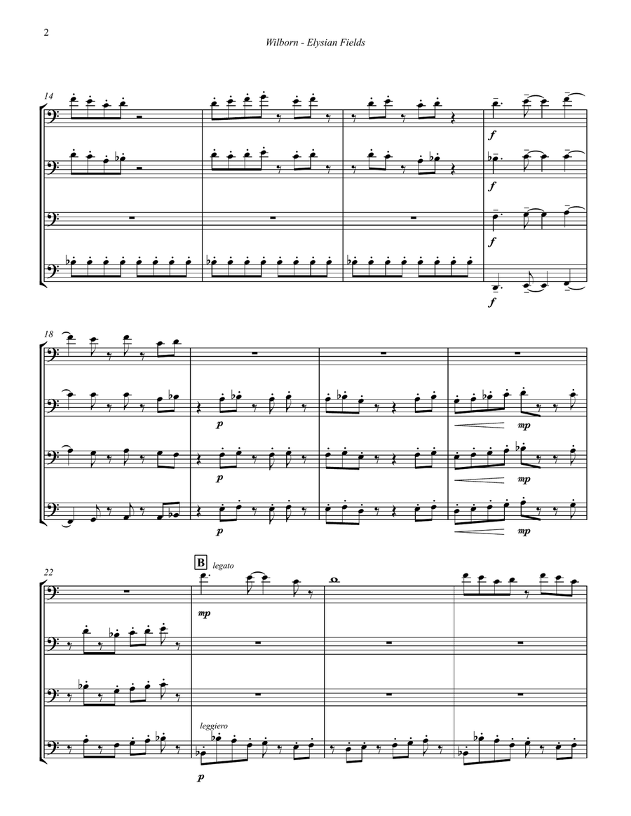 Elysian Fields for Trombone Quartet Brass Quartet scores gallery preview page 3