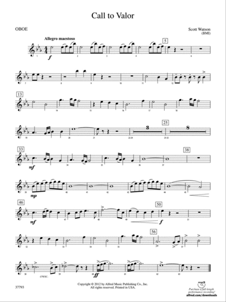Call to Valor: Oboe Call to Valor: Oboe Concert Band scores gallery preview page 1