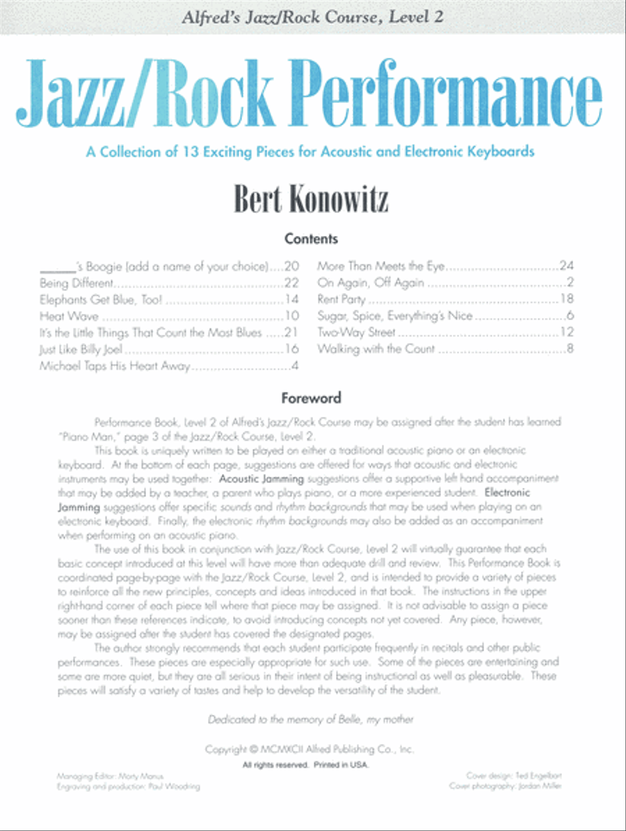 Alfred's Basic Jazz/Rock Course: Performance, Level 2 Piano Method scores gallery preview page 2