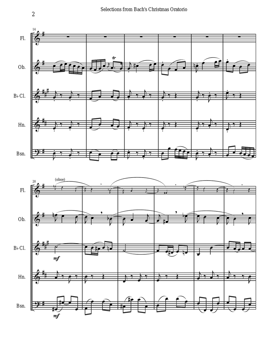 Bach's Christmas Oratorio Selections for Woodwind Quintet Bach's Christmas Oratorio Selections for Woodwind Quintet Woodwind Quintet scores gallery preview page 2